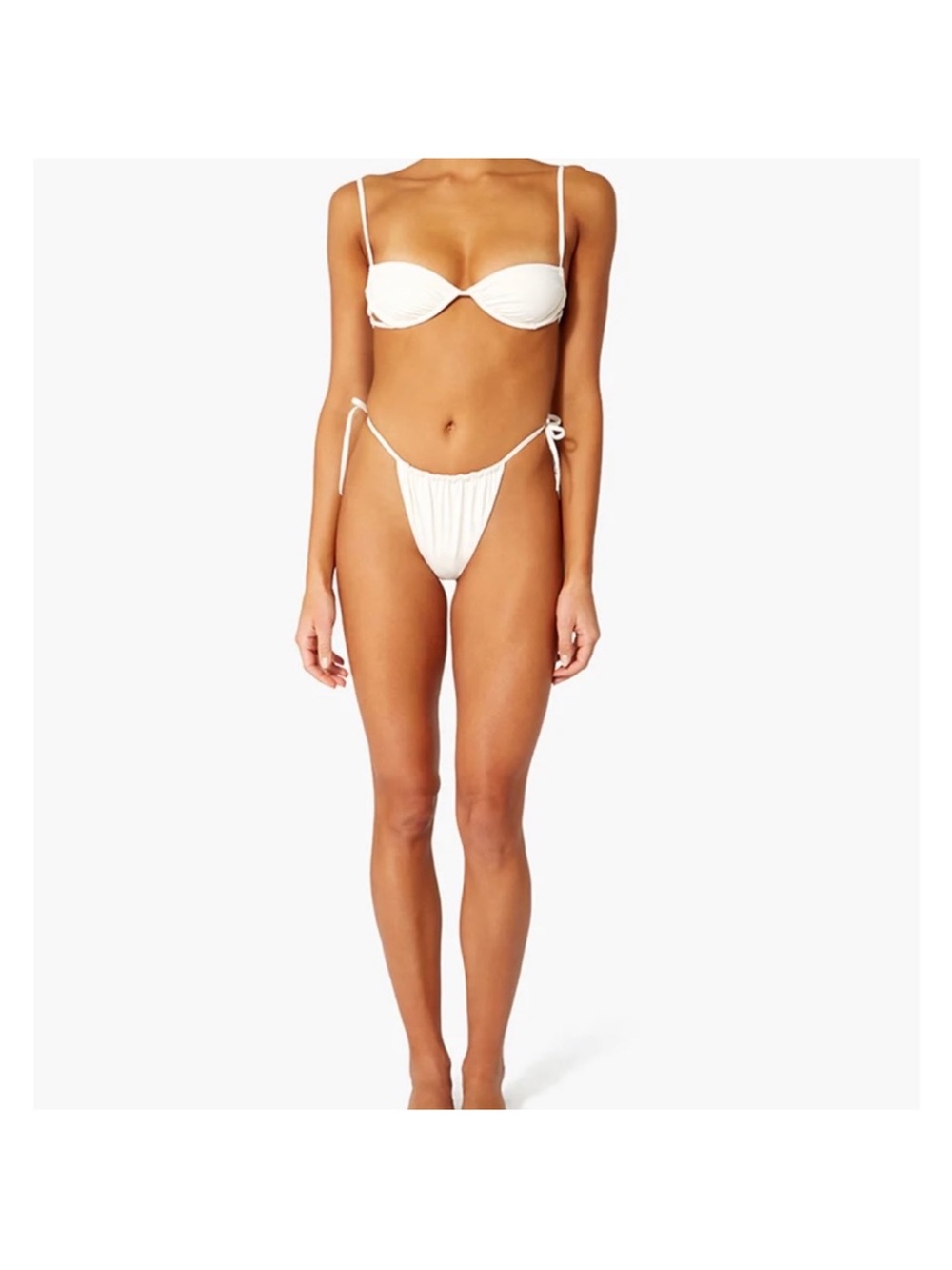 WeWoreWhat White Ruched String Bikini